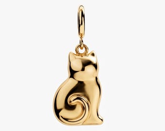 Seated Cat Charm, Cute Pet Animal Pendant Charm, Gift for Her