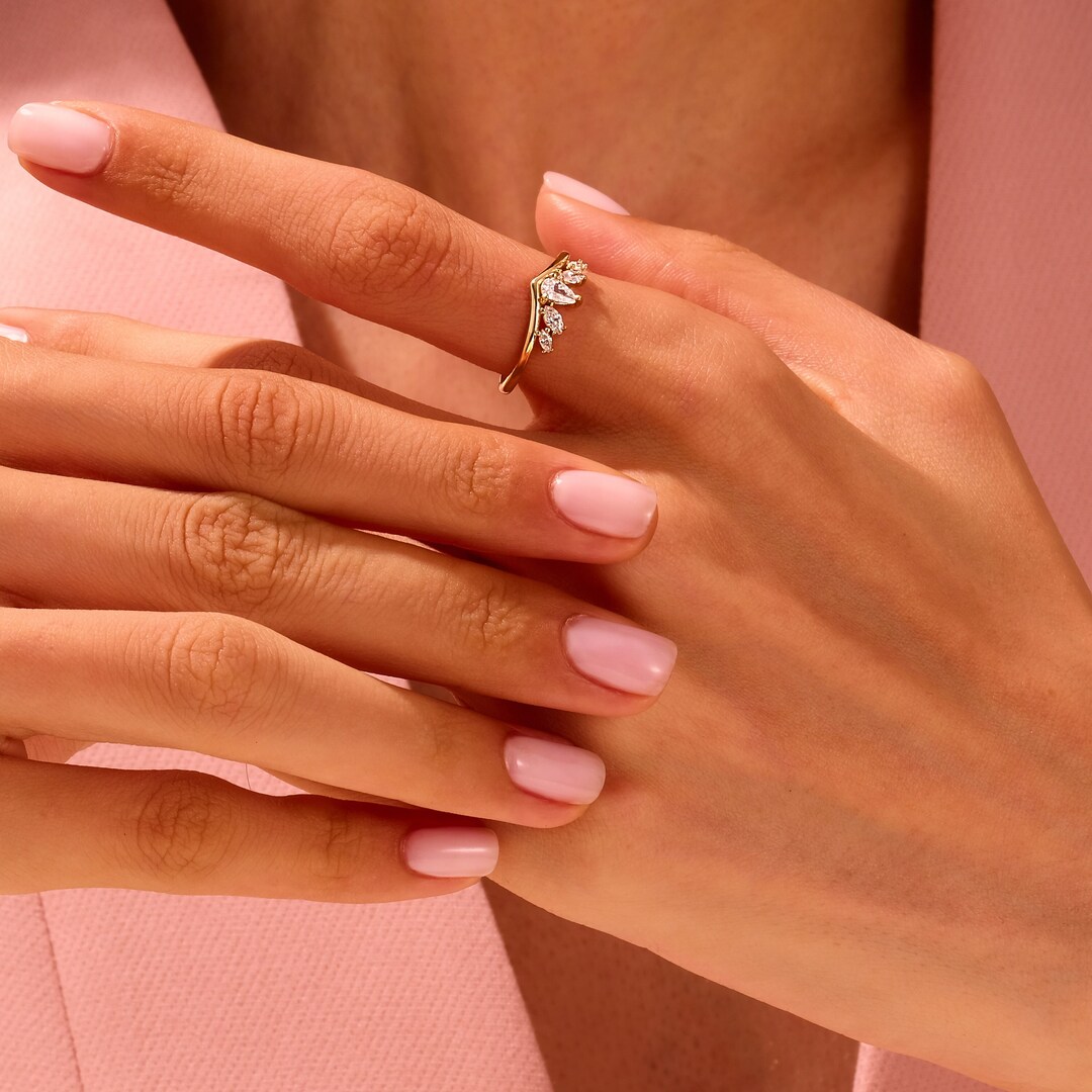 14k Gold Marquise Chevron Ring / Solid Gold Wishbone Ring / Solid Gold