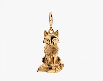 Red Fox Charm, Sitting Woodland Animal Pendant Charm, Gift for Her