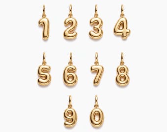 Bubble Number Charm, Personalized Balloon Digit Pendant Charm, Gift for Her