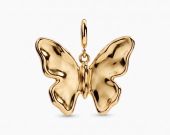Open-Winged Butterfly Charm, Sculptural Wing Pendant Charm, Gift For Her