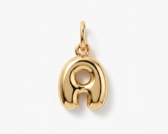 Bubble Letter Charm, Personalized Initial Pendant Charm, Balloon Alphabet Gift for Her