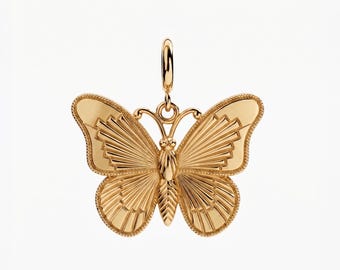 Spread-Wing Butterfly Charm, Fanned Detail Butterfly Pendant, Gift For Her