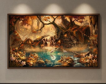 Enchanted Forest Art Print, Magical Cottagecore Decor
