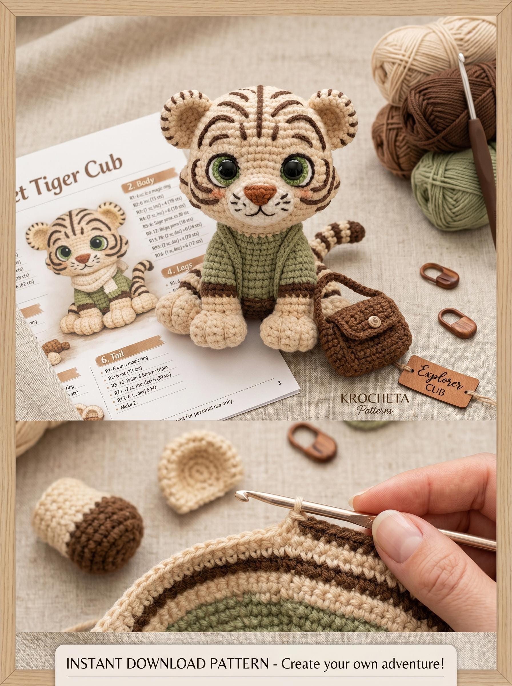 30 Tiger Crochet Patterns: Realistic, Cute, and Giftable Designs for Every Crocheter 8 Tiger Cub Crochet Pattern | Amigurumi Plush Tutorial