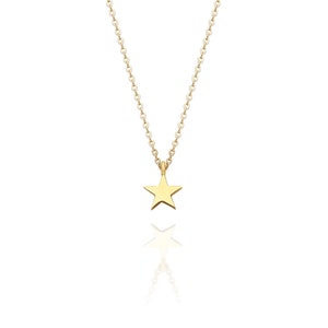 14K Gold Tiny Star Charm Necklace, Star Shaped Chain Necklace, Celestial Star Handmade Jewelry, Minimalist Necklace for Mothers Day Gift