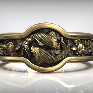 Anillo con adorno japonés de pez koi y carpa Yin Yang, anillo de plata esterlina para hombre, anillo de oro vermeil, regalo para papá, anillo para mejor amigo