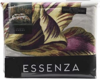 Essenza Floral King Duvet Cover + Two King Shams Cotton Sateen. New!