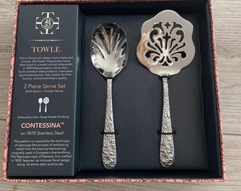 Contessina by Towle Stainless Flatware 2 piece Serving Set. Brand New!