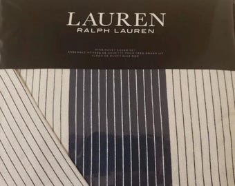 Ralph Lauren Casey Stripe King Duvet Cover +Two King Shams. Brand New!