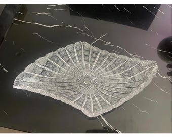 Bohemian Czech Vintage Crystal 17 3/4” Diamond Bowl Hand Cut Queen Lace 24% Lead