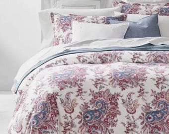 RALPH LAUREN Juliet Paisley Queen Duvet Cover + 2Standard Shams,Berry Multi. New