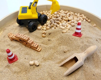 Construction Sensory Kit. Kids  Messy Play Activity. Digger Tuff Tray. Toddler Building Site