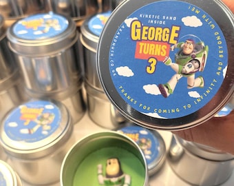 Toy Story Party favour | Unique Pre-filled Party Bag Tin | Woody | Buzz Lightyear | Toy Story Kinetic Sand | Toddler | Birthday Party Favor