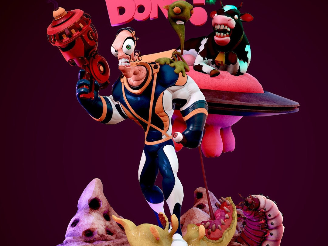 Earthworm Jim 3D Model for Resin and 3D Printing - Etsy