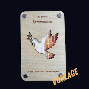 Communion - Cadeau en espèces, carte : gabarit de découpe laser et traceur, fichier XCS, SVG - fichier laser