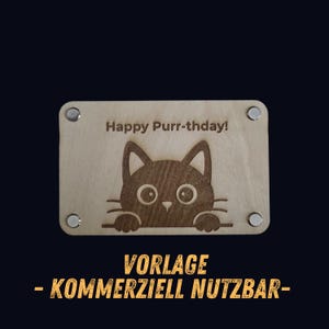 Birthday card "Cat" - Birthday, cash gift, Happy Birthday, Card: Laser cut (wood) and plotter business, File XCS, SVG - Laser file