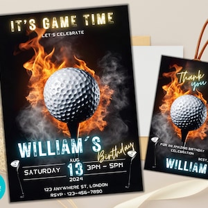 Editable Golf Birthday Invitation, Golf Party Invitation, Custom Golf Invitation, Golf Birthday Template Invitation, Fun Invite