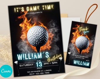 Editable Golf Birthday Invitation, Golf Party Invitation, Custom Golf Invitation, Golf Birthday Template Invitation, Fun Invite