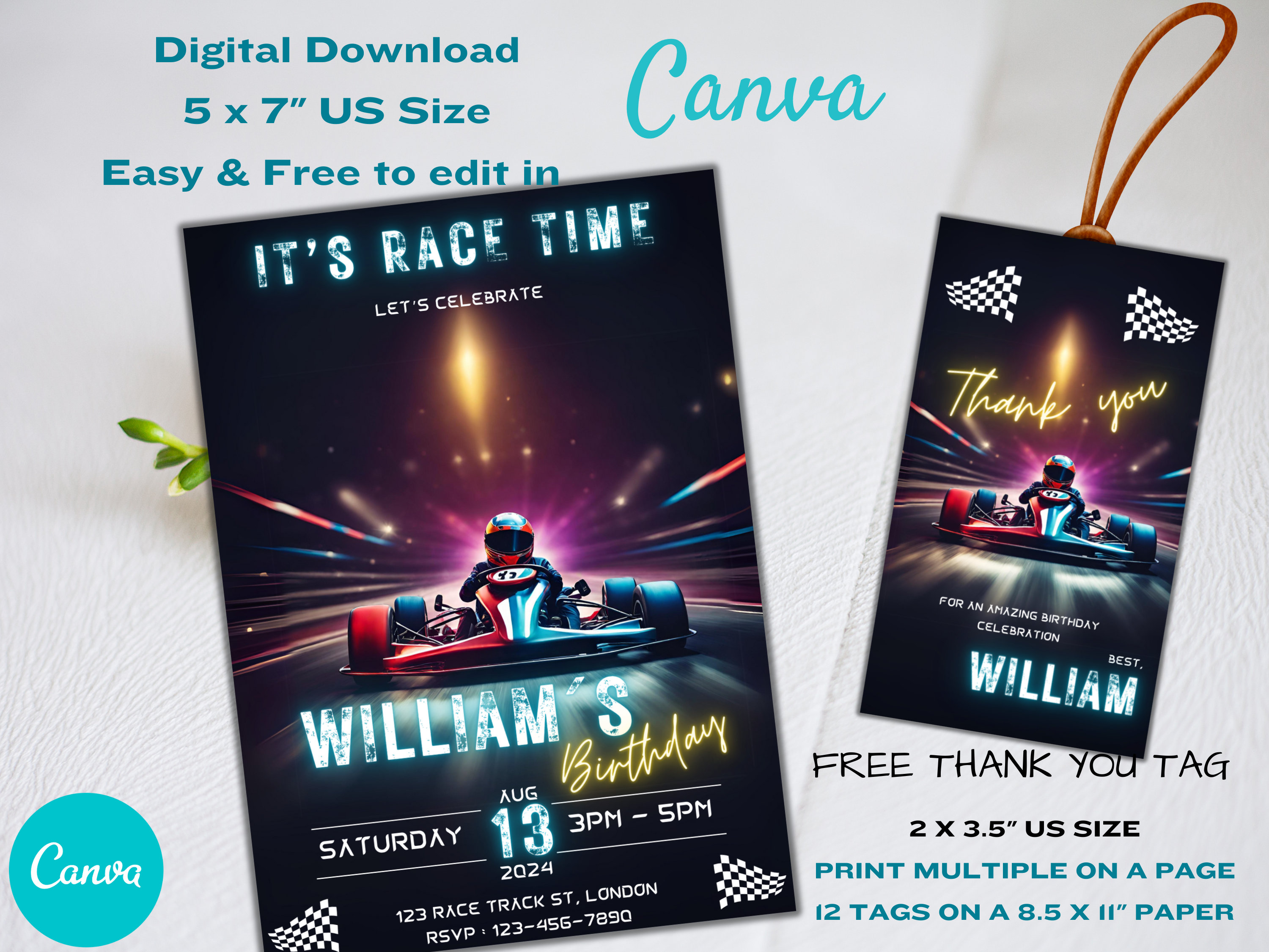 Editable Go Kart Birthday Invitation, Karting Party Invitation,diy ...