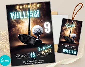 Editable Golf Birthday Invitation, Golf Party Invitation, Custom Golf Invitation, Golf Birthday Template Invitation, Fun Invite