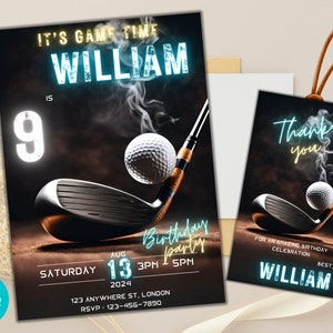 Editable Golf Birthday Invitation, Golf Party Invitation, Custom Golf Invitation, Golf Birthday Template Invitation, Fun Invite