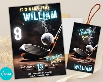 Editable Golf Birthday Invitation, Golf Party Invitation, Custom Golf Invitation, Golf Birthday Template Invitation, Fun Invite