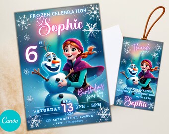 Editable Frozen Birthday Invitation, Frozen Party Invitation, Custom Frozen Invitation, Frozen Birthday Template Invitation, Fun Invite