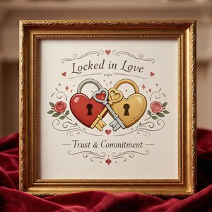 愛を誓うカップルへの意味深いギフト、ハートロックの信頼サイン、ロマンチックな寝室の壁アート、バレンタインデーの装飾ポスター、デジタルダウンロード