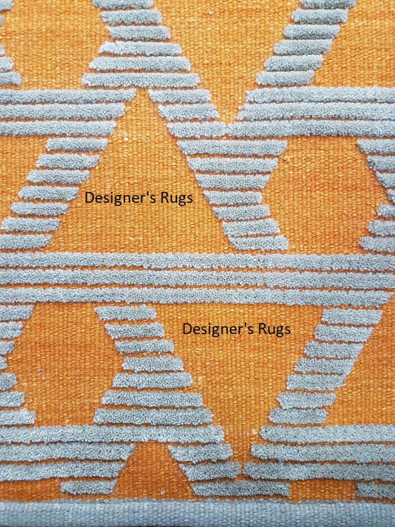 OSLO Hand Knotted Modern & Contemporary Rug in Orange/grey Color