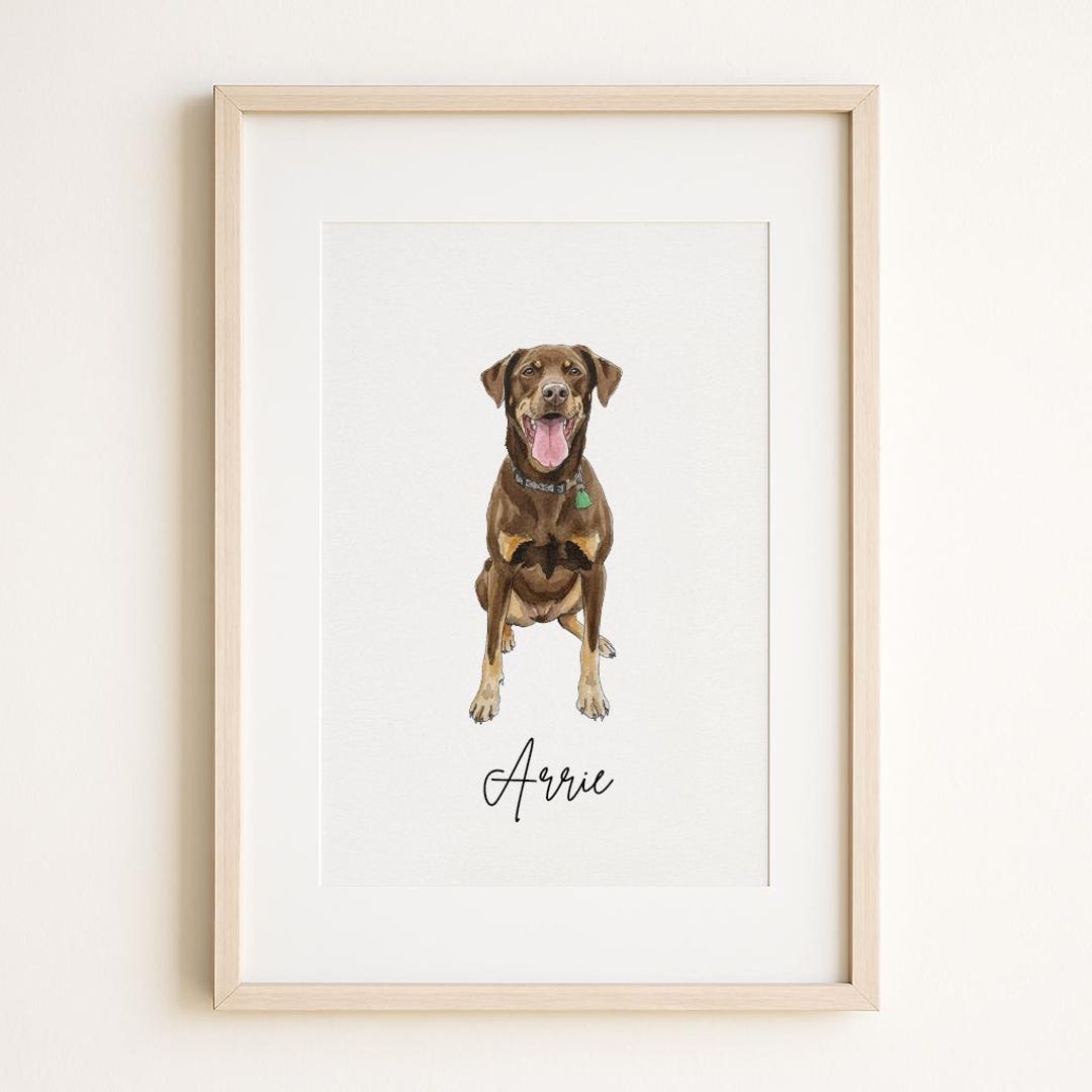 Custom Dog Portrait From Photo, Personalized Watercolor Dog Print ...