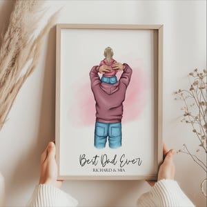 Personalized Dad and Daughter Illustration: Custom Birthday Gift