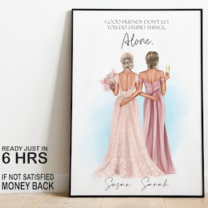 Custom Wedding Gift For Best Friend, Personalised Wedding Print, Gift For Bride, Gift For Best Friend On Her Wedding Day