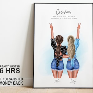 Custom Cousin Gifts, Gift For Cousin, Personalised Cousins Print, Birthday Gift For Her