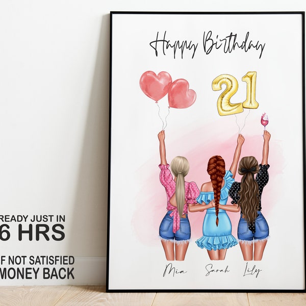 Personalised 21st Birthday Present, 21st Birthday Gift For Her, Best Friend Print