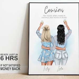 Custom Cousin Gifts, Gift For Cousin, Personalised Cousins Print, Birthday Gift For Her