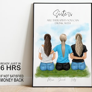 Regalo personalizado para hermana, regalo de hermana, regalo de cumpleaños de hermana, impresión personalizada de hermanas, regalo de cumpleaños para ella