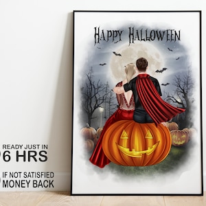 Personalized Halloween Family Portrait Print: Custom Ghost Family Art