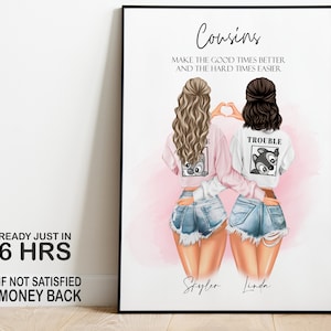 Custom Cousin Gifts, Gift For Cousin, Personalised Cousins Print, Birthday Gift For Her, Christmas Gift