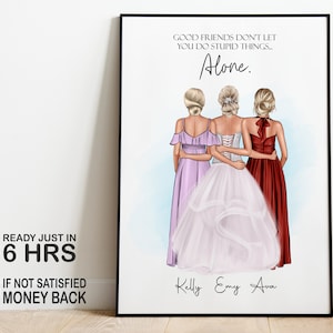Custom Gift For Bride, Bride Gift From Sister, To Our Sister On Your Wedding Day, Personalised Bride and Bridesmaid Print