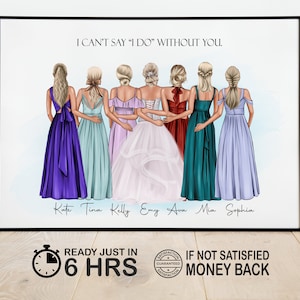 Personalized Bridesmaid Print: Custom Bridal Party Gift