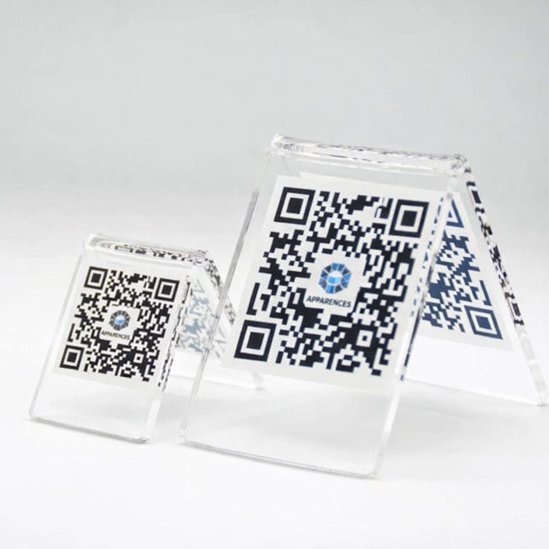 Acrylic QR Code Table Sign – Clear Plexiglass QR Code Stand – Custom QR ...