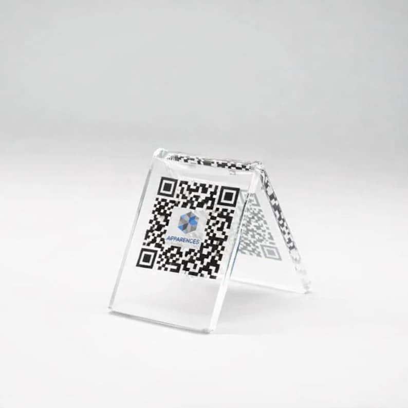 Acrylic QR Code Table Sign – Clear Plexiglass QR Code Stand – Custom QR ...
