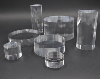 Clear Acrylic Cylinder Display Stand – Plexiglass Riser for Jewelry, Retail & Product Display (Multiple Sizes)