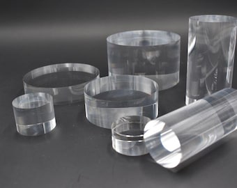 Acrylic Cylinder Display Stand – Custom Plexiglass Pedestal (Choose Diameter & Height) – Clear Display – Presentoir Cylinder Plexiglas