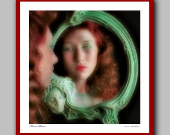 Mirror Mirror... Portrait, reflection, girl, redhead, photography, art print