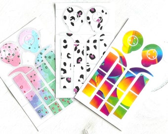 Stickers set for Cochlear implant  Nucleus 7 (Stickers set (three unit) for Cochlear implants Nucleus 7: bubbles+leopard+rainbow)