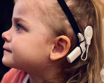 Black non slip Hearing Implant Headband with Rubber Loops for Comfort and Stability