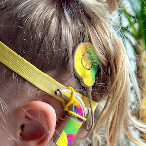 Yellow Non-slip Headband with rubber loops for Secure fit and Comfort for Hearing implants
