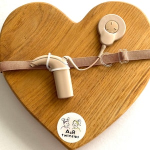 Latte color non slip hearing implant headband with rubber loops